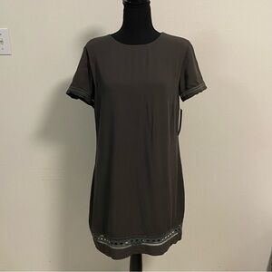 Lulus Dress Womens Size Medium Olive Gray Perfect Time Black Shift Dress  NWT